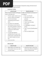 State The Advantages and Disadvantages of Independent Learning, Self-Instruction and Synectics Models in Teaching Social Studies.