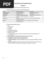 Biochemistry Intermediate Exam Short Answers & Cases