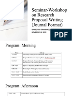 Seminar Workshop On Research Proposal Writing Journal Format