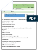 Avaliação Recuperação (Agosto e Setembro) 7 Ano