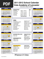 2011-2012 Calendars Vista Academy-Lancaster