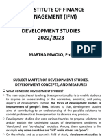 Subject Matter Development Studies