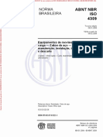 NBR ISO 4309 - Equipamentos de Movimentação de Carga - Cabos de Aço - Cuidados, Manutenção, Instalação, Inspeção e Descarte