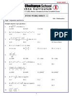 8 - Class INTSO Work Sheet - 1 - Exponents and Powers