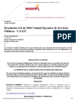 Resolución 114 de 2003 Unidad Ejecutiva de Servicios Públicos - U.E.S.P