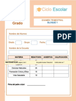 Examen Trimestral Tercer Grado BLOQUE1 2022 2023