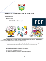 Prueba de Entrada Ciencia y Tecnología 2021 6to Grado de Primaria