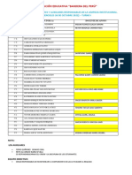 Lista de Tutores, Docentes y Auxiliares Responsables de La Faena de La Limpieza Institucional Turno I..