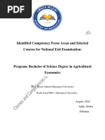 Identified Competency Focus Areas and Selected Courses For National Exit Examination