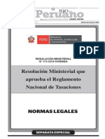 RM 172-2016-VIVIENDA Reglamento Nacional de Tasaciones