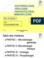 Bacteriologie, Virologie, Parasitologie, Immunologie: 24 + 6 Heures 1er Quadrimestre