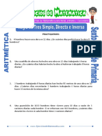 Ejercicios de Regla de Tres Simple Directa e Inversa para Sexto de Primaria