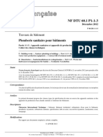 NF DTU 60.1 Appareil Sanitaire