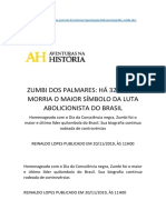 Zumbi Dos Palmares Ha 324 Anos Morria o Maior Símbolo Da Luta Abolicionista Do Brasil