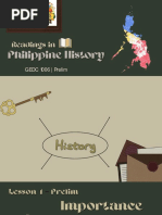 READINGS IN PHILIPPINE HISTORY - (2ND YR. COLLEGE 1ST. SEM.) - Prelim - Lesson - 1 - (RIPH)