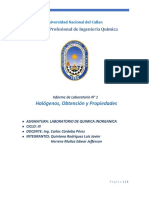 Halógenos, Obtención y Propiedades: Escuela Profesional de Ingeniería Química