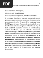 Planteamiento de La Cuestión de Confianza en El Pleno - Anibal Torres