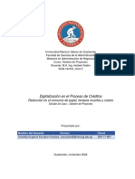 Digitalización en El Proceso de Créditos, Reducción en El Consumo de Papel, Tiempos Muertos y Costos.