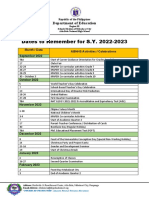 Dates To Remember For SY 2022 2023