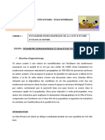 1鑢e G1-Dynamisme d閙ographique et qualit� de la vie en C魌e dIvoire