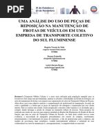 Uma Análise Do Uso de Peças de Reposição Na Manutenção de Frotas de Veículos em Uma Empresa de Transporte Coletivo Do Sul Fluminense