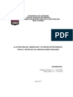 La Autoestima Del Venezolano y Su Sentido de Pertencia Social A Través de Las Contelaciones Familiares. Trabajo de Invetigación Culitativa