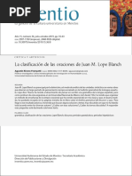 La Clasificación de Las Oraciones de Juan M. Lope Blanch