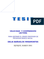 Ejemplo de Tesis, Velocidad y Comprensión Lectora