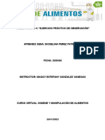 Higiene y Manipulacion de Alimento Ejercicio Practico de Observacion