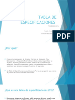 Tabla de Especificaciones, Prueba Escrita