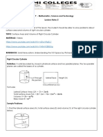 Surface Area and Volume of Right Circular Cylinder