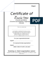 Training Certificate Template