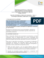 Guía de Actividades y Rúbrica de Evaluación - Unidad 2 - Fase 4 - Tecnologías Aplicables, Calibración y Verificación