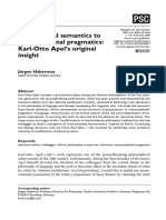 Habermas - From Formal Semantics To Transcendental Pragmatics Karl-Otto Apel's Original Insight