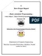 A Micro Project Report On - Basic Calculator Programming