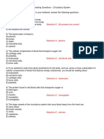 Reading Questions - Circulatory Systems