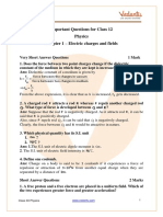 CBSE Class 12 Physics Chapter 1 Important Questions With Solutions