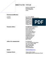 Curriculum - Vitae: Eductional Qualifications Diploma in Civil Engineering D.C.E