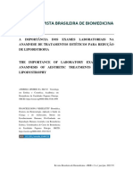 A Importncia Dos Exames Laboratoriais Na Anamnese de Tratamentos Estticos para Reduo de Lipodistrofia