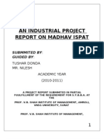 An Industrial Project Report On Madhav Ispat: Submmited By: Guided by