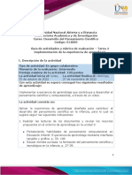 Guia de Actividades y Rúbrica de Evaluación - Unidad 3 - Tarea 4 - Implementación de La Experiencia de Aprendizaje