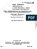 Indian Standard: Methods of Sampling and Physical Tests For Refractory Materials