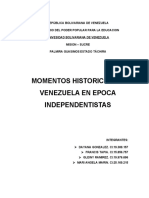 Momentos Historicos de Venezuela en Epoca Independentistas