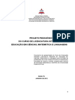 Projeto Pedagógico Do Curso de Licenciatura Integrada em Educação em Ciências, Matemática E Linguagens