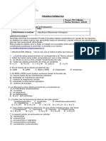 Prueba Formativa Biología Celular y Molecular 3° Medio