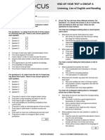 Focus5 2E End of Year Test Listening UoE Reading GroupA