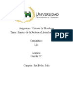 Ensayo de La Reforma Liberal en Honduras