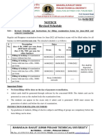 Revised Schedule and Instructions For Filling Examination Forms For June-2022 Examination