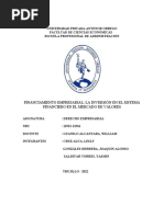 Financiamiento Empresarial: La Inverisón en El Sistema Financiero en El Mercado de Valores.