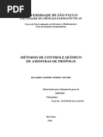 DO RIO, R. G. W. Metodos de Controle Quimico de Amostras de Propolis. Disserta.1996